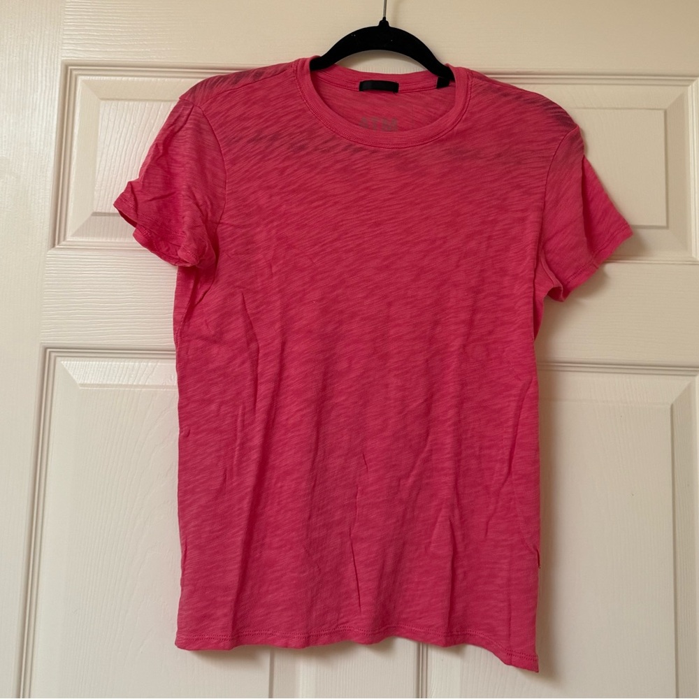 ATM Cotton Schoolboy Casual Relaxed Slab Crewneck Tee in Dark Pink - Picture 3 of 7